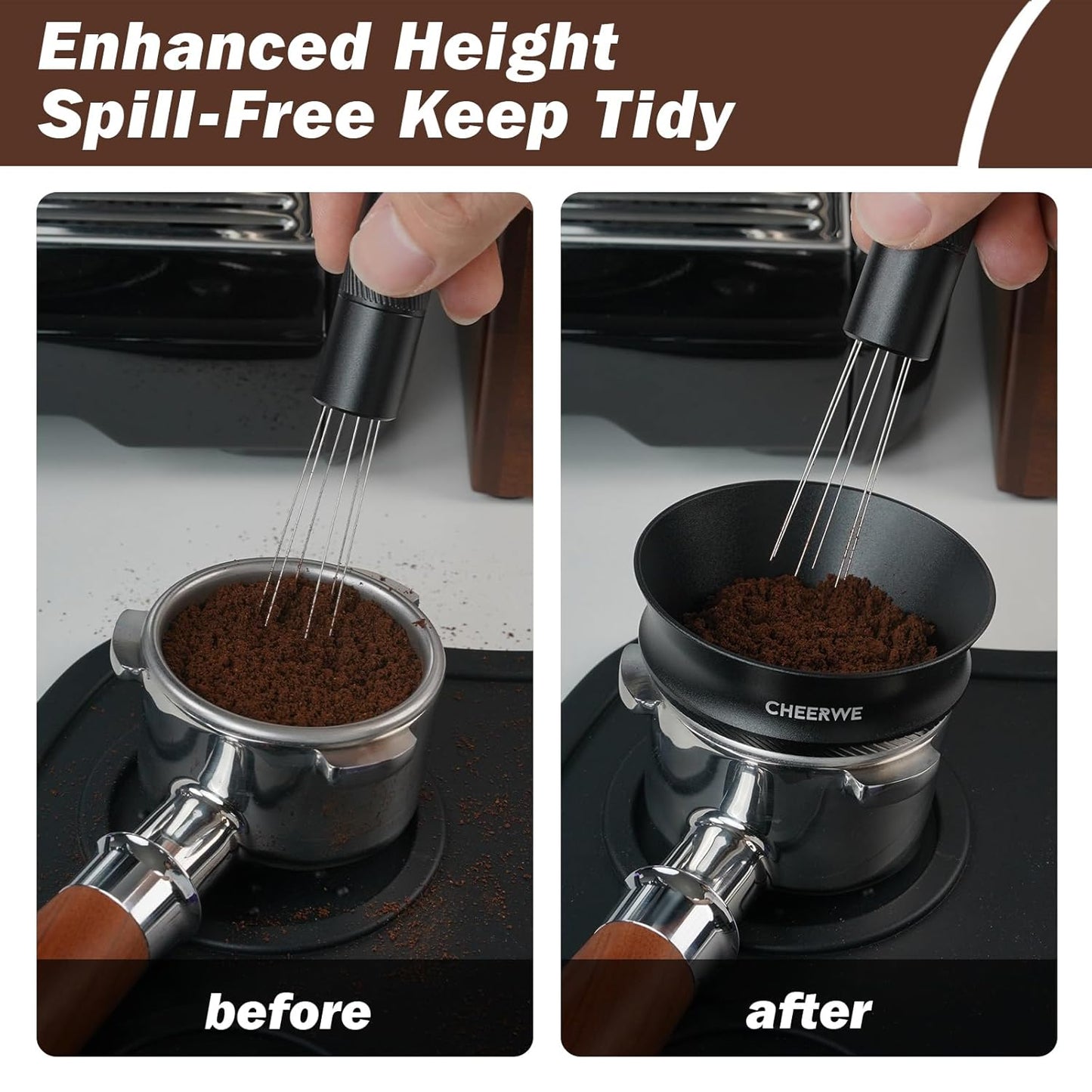 58mm Magnetic Espresso Dosing Funnel, Espresso Coffee Dosing Ring, 25mm Anodized Aluminum Dosing Funnel with 8 Magnets Compatible with 58mm Portafilter