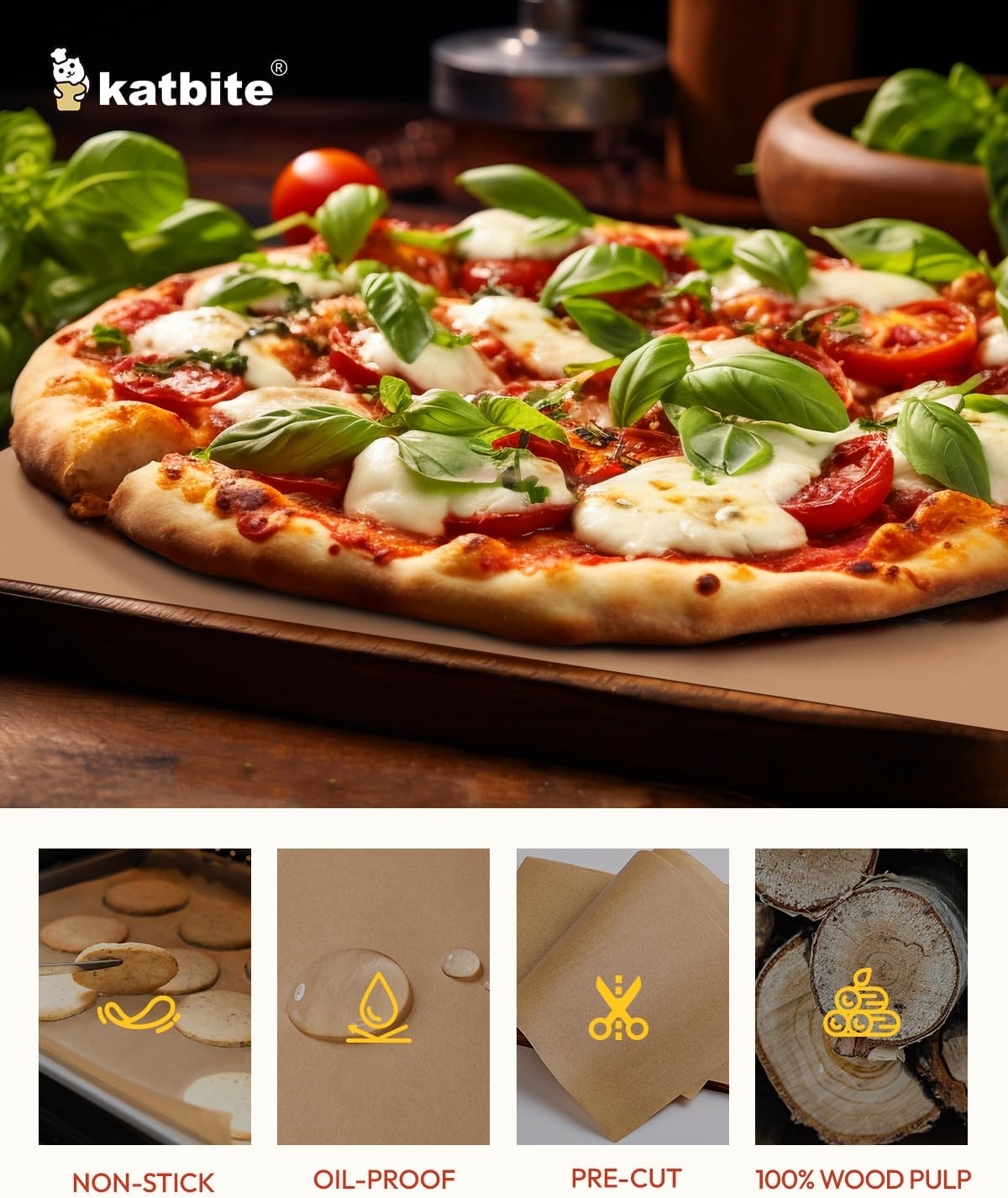 Katbite 265Pcs 10x15 inches Parchment Paper Sheets, Heavy Duty Unbleached Baking Paper, Pre-cut and Oil Proof Perfect for Steaming Cooking Bread Cake & Wrapping Foods[Advanced Series]