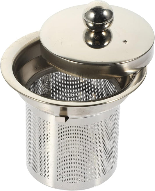 Hemoton Tea Strainer Insert with Lids Stainless Steel Tea Infuser Tea Filters Metal Teapot Replacement Mesh Strainer Tea Pot Accessories (Silver )