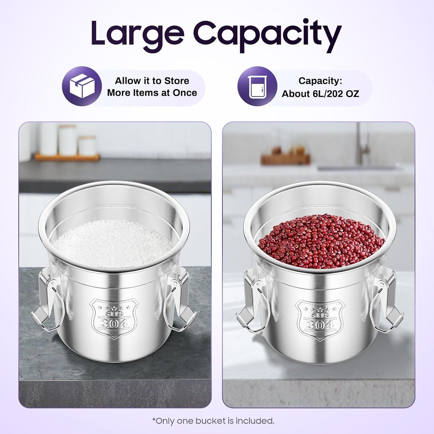 202 OZ Stainless Steel Canister Rice Cereal Grain Storage Containers with Lid Airtight Coffee Bean Storage Milk Flour Sugar Food Storage for Home Bar Restaurant (6L/202 OZ)