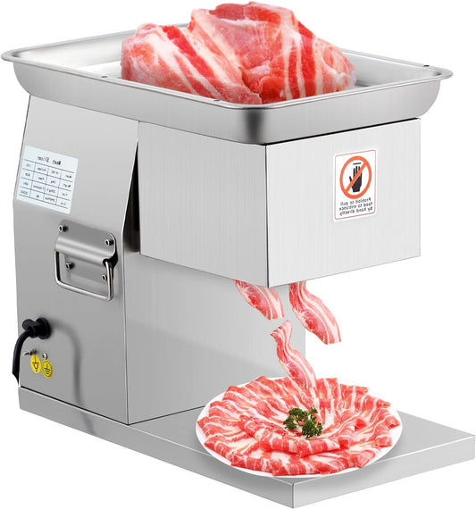 Commercial Electric Meat Cutter Machine - 800W 110V High-Power, 551LB/H Fast-Cutting Slicer with 3mm Stainless Steel Blade, Heavy-Duty for Home Kitchen, Restaurant & Supermarket