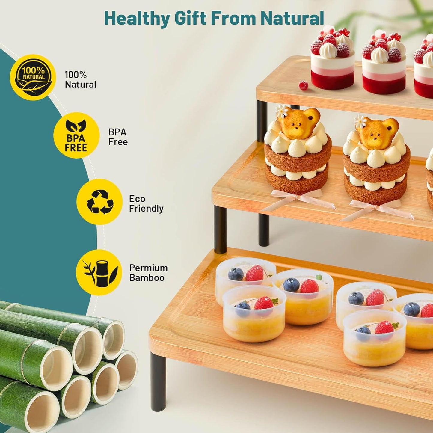 3 Tier Serving Tray Set,17" Serving Tray Stand & Platter Tower Plate for Party Supplies,Reusable Trays for Food Fruit Cookie Afternoon Tea Hosting, Appetizer,Dessert Table Display Set