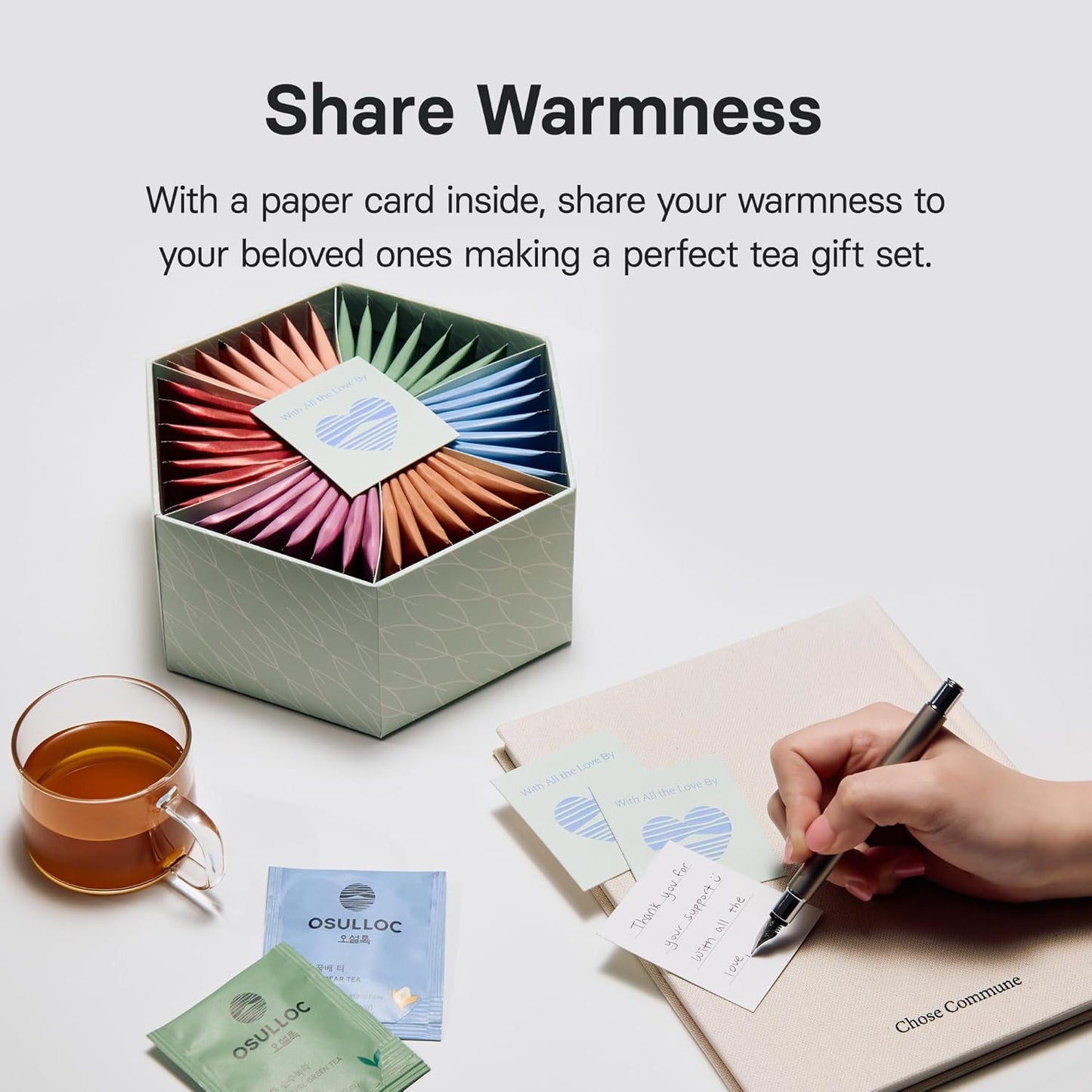 OSULLOC TEA VARIATION ESSENCE (42 Count, 6 Types x 7 ea), Mother's Day Tea Gift Set, Special Thank You Card attached