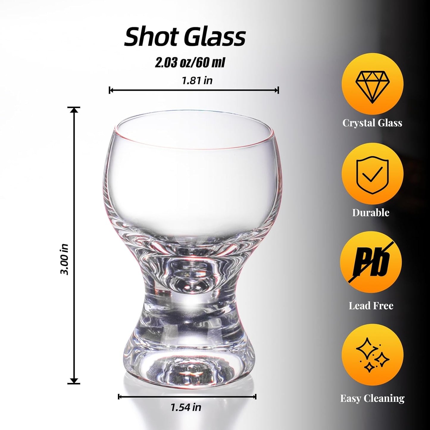 KAMMAK Shot Glasses Set of 2, 60ml/2oz Clear Espresso Shot Glass with Heavy Base for Bar Restaurants Home, Small Whiskey Shot Glass for Vodka, Whiskey, Tequila