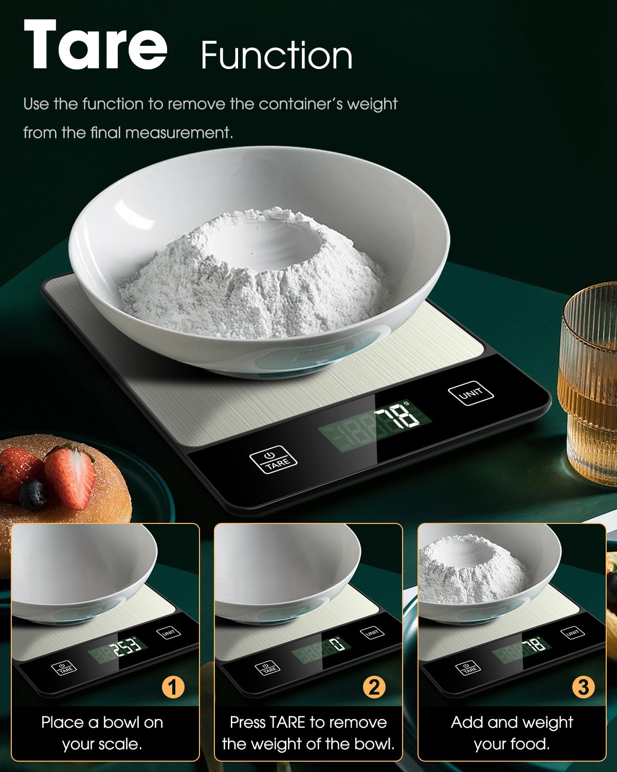 Mik-Nana Food Scale, 22lb Digital Kitchen Scale Weight Grams and Oz for Baking Cooking Coffee Meal Prep Package Postage, 6 Units with Tare Function, 1g/0.04oz Precise Graduation (Black)