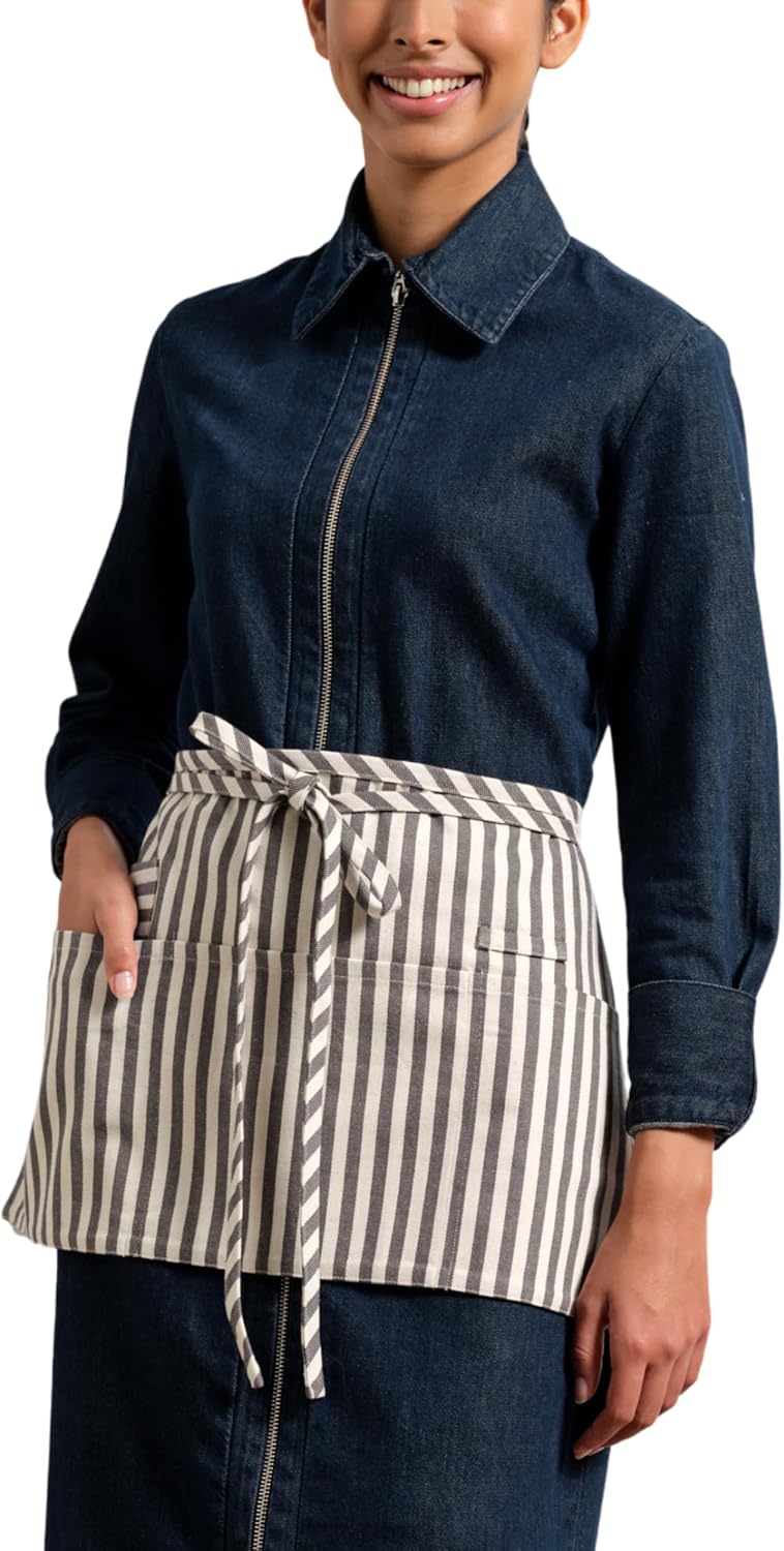 MEEMA Waist Kitchen Apron with Pockets for Women & Men | Server Cute Chef Aprons for Women with Pockets | Twill Adults Aprons for Cooking | Baking Apron