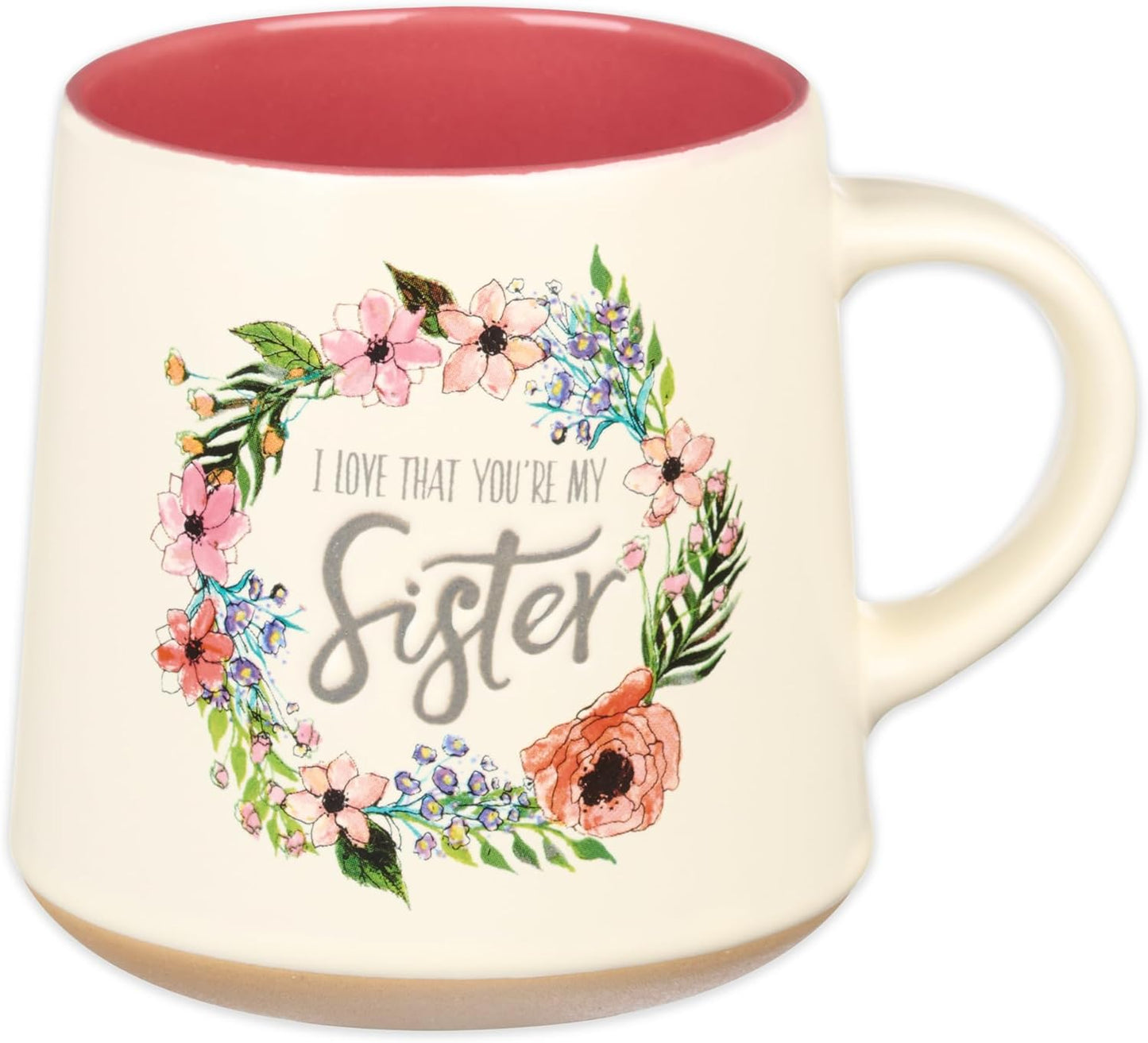 Christian Art Gifts Floral Pink Ceramic Coffee Mug – 14 oz. Microwave and Dishwasher-Safe Inspirational Scripture Coffee and Tea Mug for Women with Bible Verse: Love That You're My Sister –Eccles. 4:9
