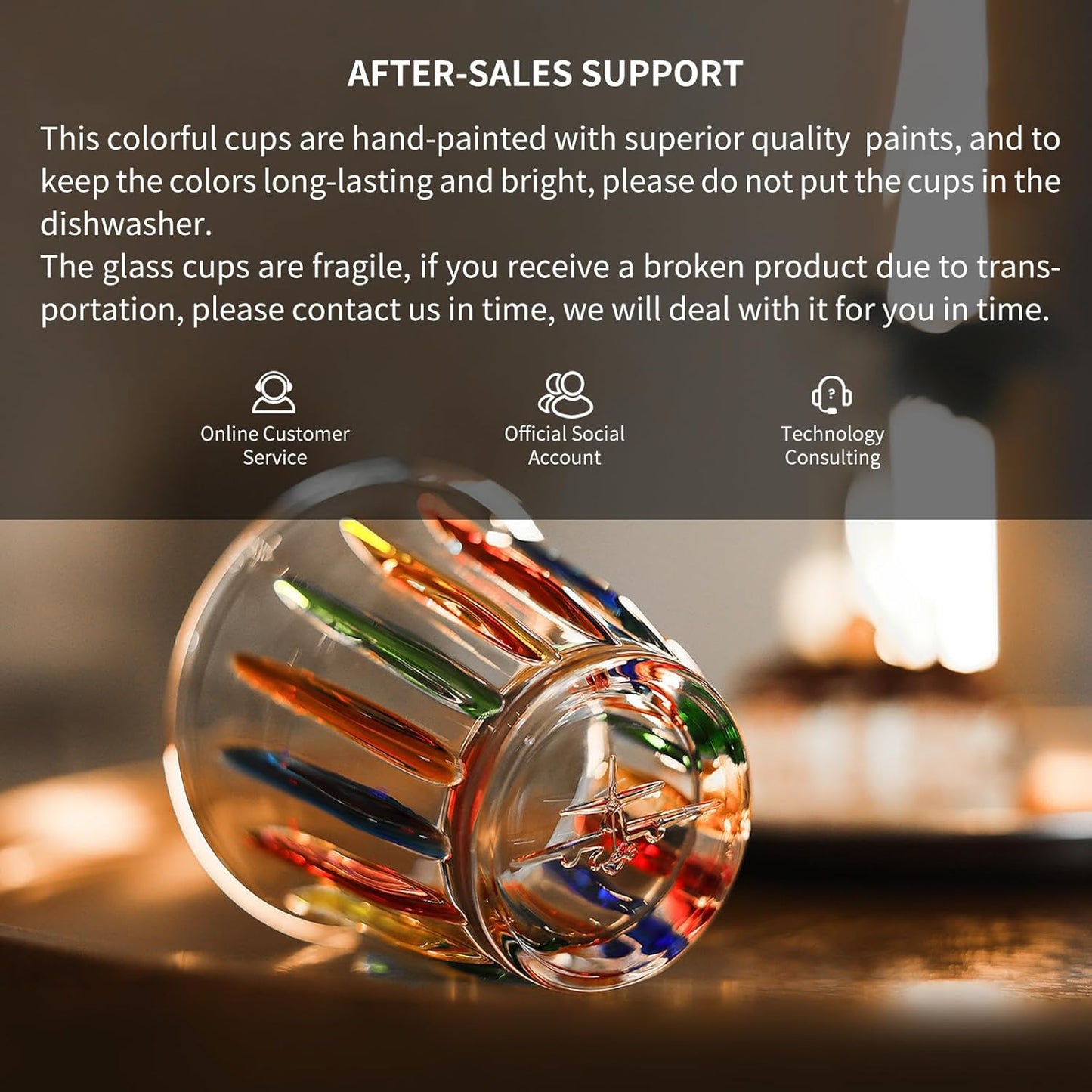 MHW-3BOMBER Coffee Glasses of 6 Drinking Glasses 8.1OZ Colored Painted Latte Glasses for Espresso, Whiskey, Vodka, Spirits & Liquors G5035C*6