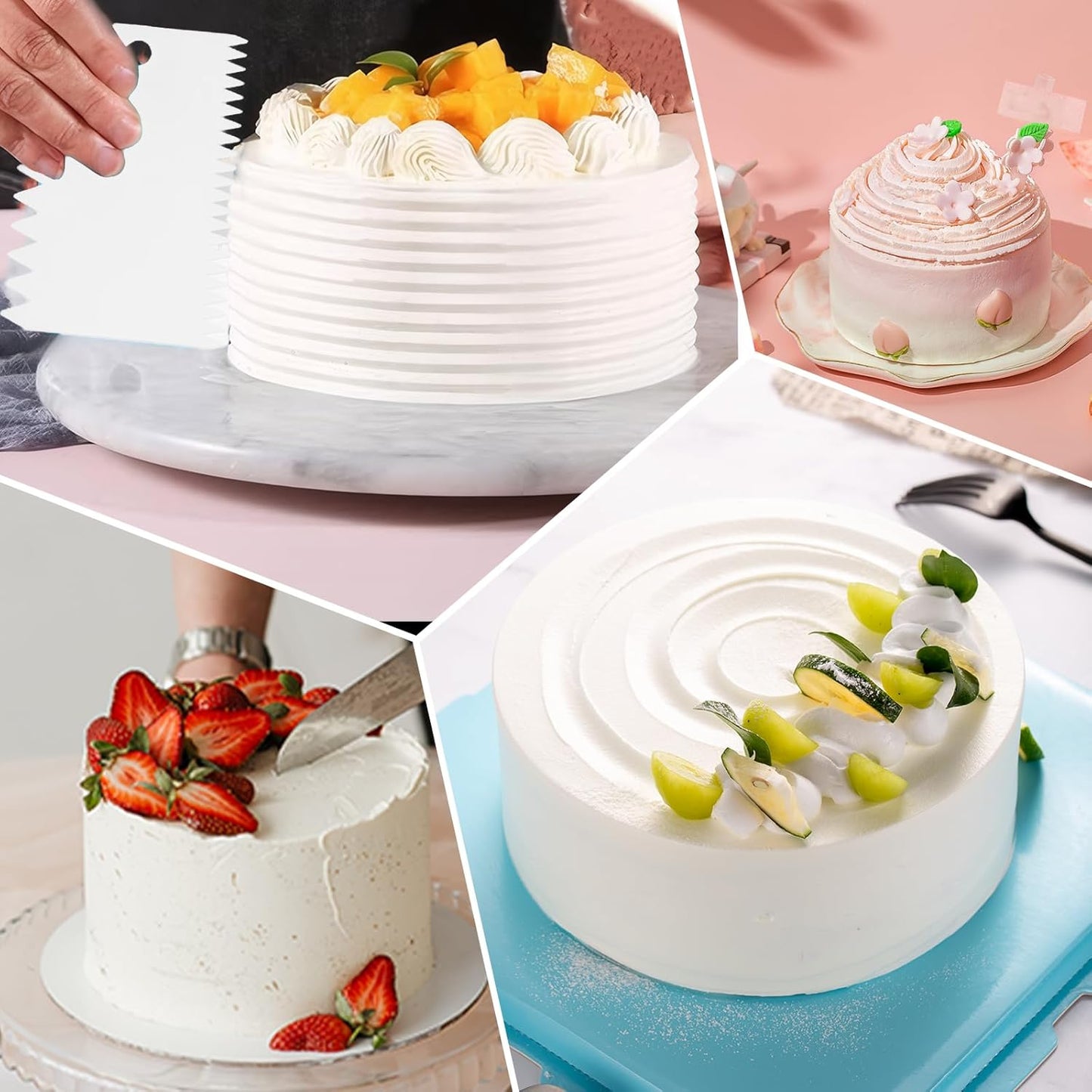 5 Pcs Fondant Smoother, Icing Smoother Essential Baking Tools for Perfectly Smooth Cakes(White)