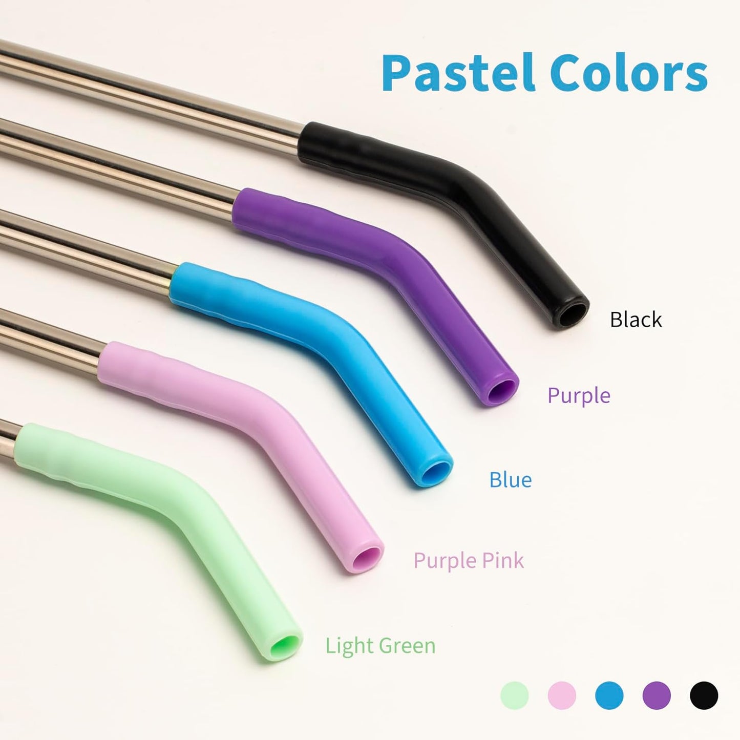 Metal Straws Reusable With Silicone Tips, 9.5" Stainless Steel Straight Drinking Straw for Yeti 30 oz Tumbler- 2 Cleaning Brushes & 1 Portable Bag