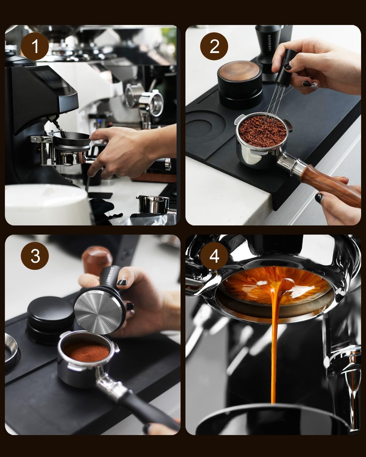 58mm Bottomless Portafilter For Gaggia, 2 Ears Flat Naked Portafilter Fits Gaggia Espresso Coffee Machines with Anodized Aluminum Handle, Stainless Steel Head,18g Filter Basket, Puck Screen Included