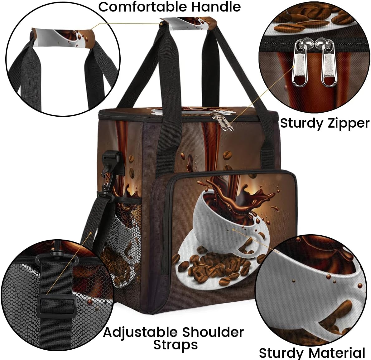 Hot Coffee Print Maker Carring Bag Coffee Travel Carrying Storage Tote Bag Compatible with Keurig K-Mini or K-Mini Plus Portable Single Serve Coffee Brewer Case for K-cup Pods