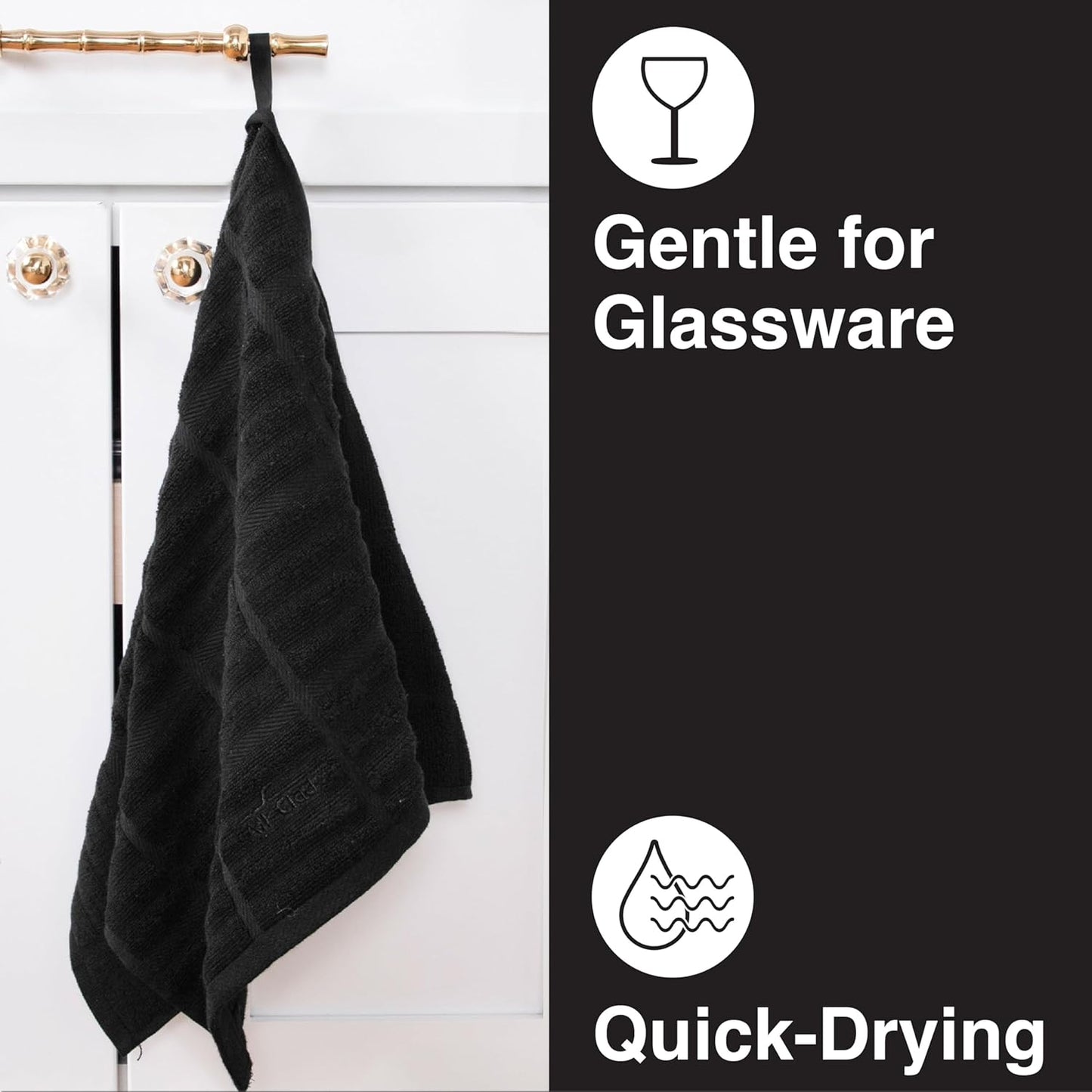 All-Clad Solid Kitchen Towels: Highly Absorbent, Super Soft Long Lasting - 100% Cotton, 17"x30" Tea Towels for Cleaning & Drying Dishes, Pans, Glassware, or Countertops, (2-Pack), Black