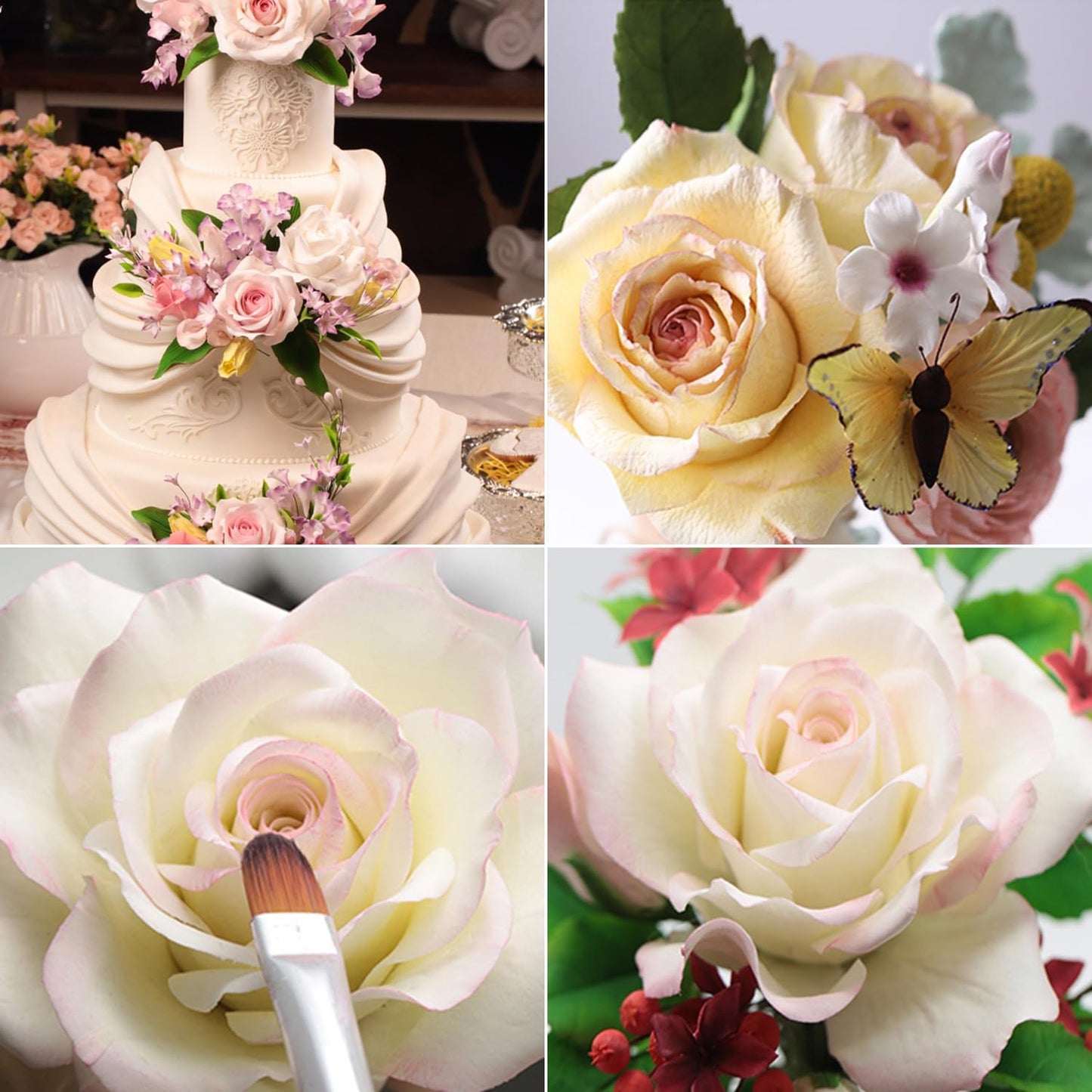 KALAIEN 31Pcs Austin Rose Cutter Set Rose Petals Silicone Fondant Mould Veining Petal Sugar Flower Making Tool