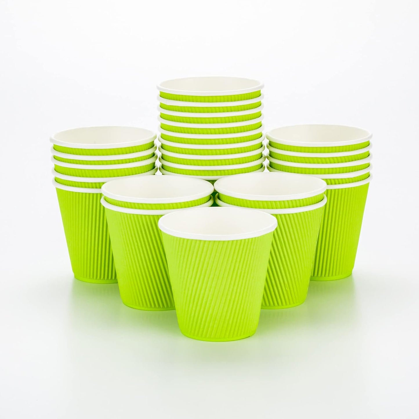 Restaurantware 8 Ounce Double Wall Disposable Coffee Cups, 25 Insulated Light Green Paper Cups with Ripple Wall Design, Lids Sold Separately, For Hot Beverages Like Tea, Hot Chocolate, & More