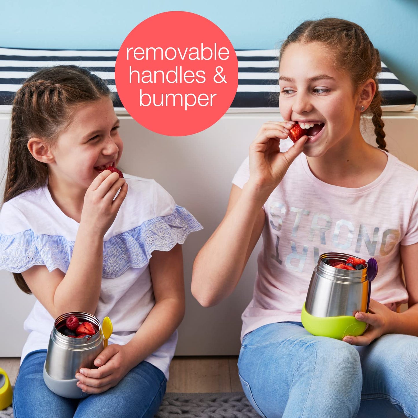 b.box Insulated Food Jar with Spork for Toddlers | Easy Open Container | Stainless Steel, 5hrs + of perfect temperatures | Dishwasher safe, BPA Free (Blue Slate, 11 oz)