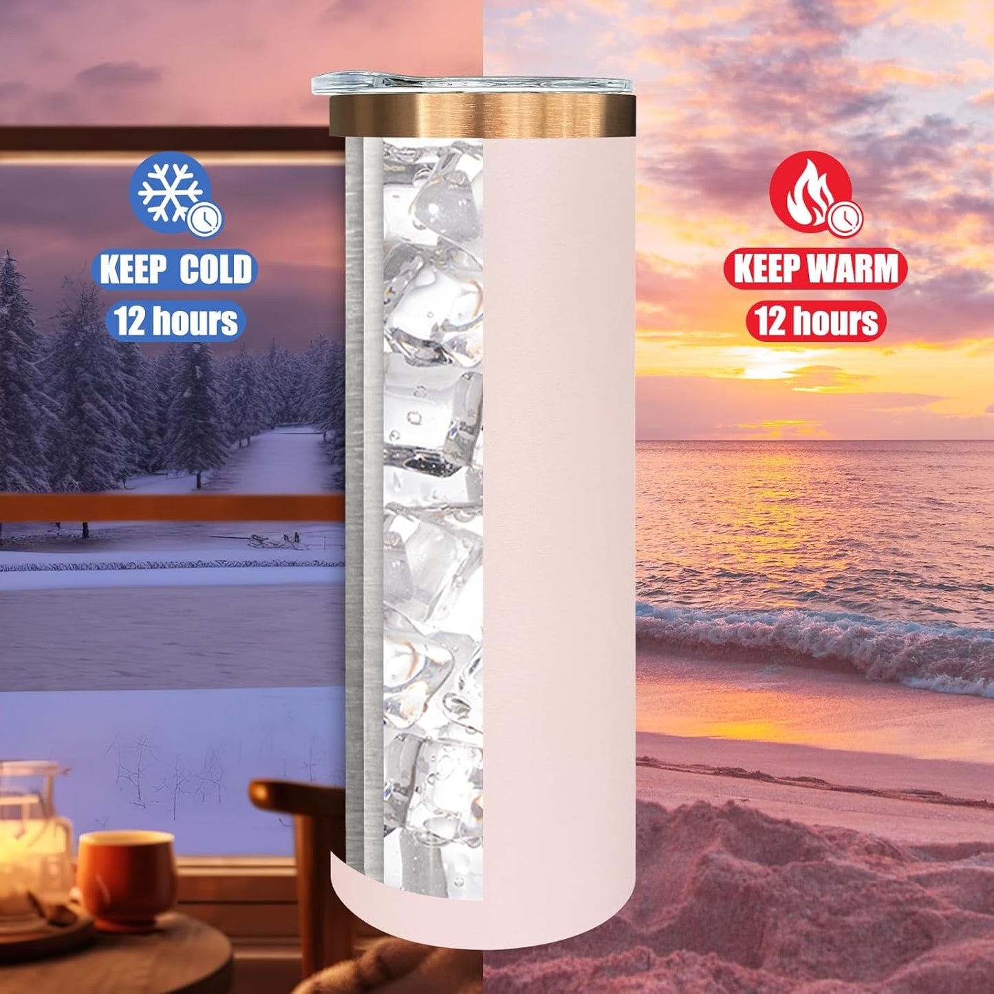 20 oz Skinny Tumblers Bulk, Stainless Steel Insulated Tumbler with Lids and Straws, Slim Double Wall Powder Coated Travel Coffee Mugs, Reusable Cup for Hot and Cold Drinks (Pink,1 pack)