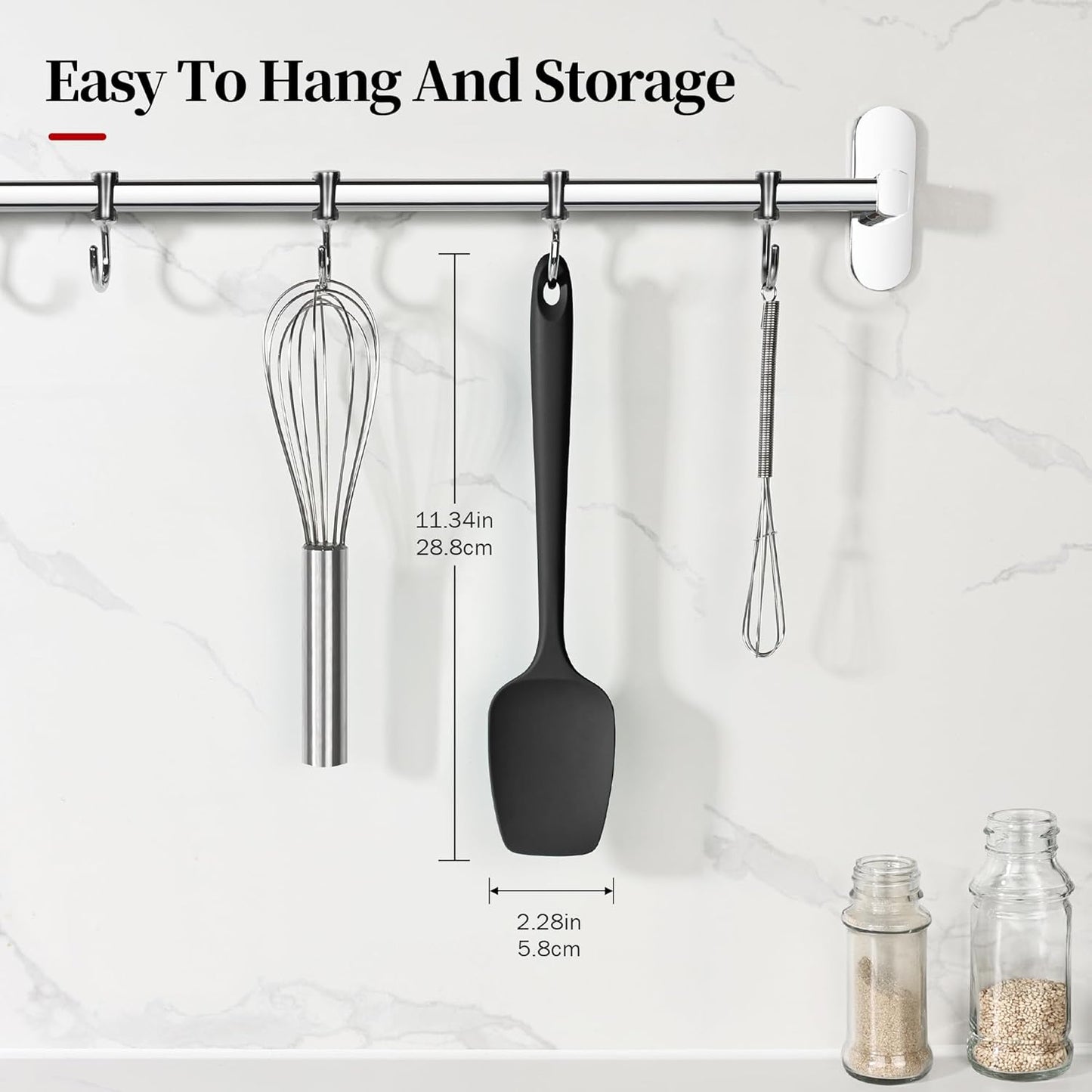 600ºF Heat Resistant Spatula, 11.34 inch High Heat Food Safe Semless Kitchen Silicone Spoon Spoonula Scraper for Cooking Baking Mixing Scraping Stirring Nonstick Cookware Pan Bowl (Black)