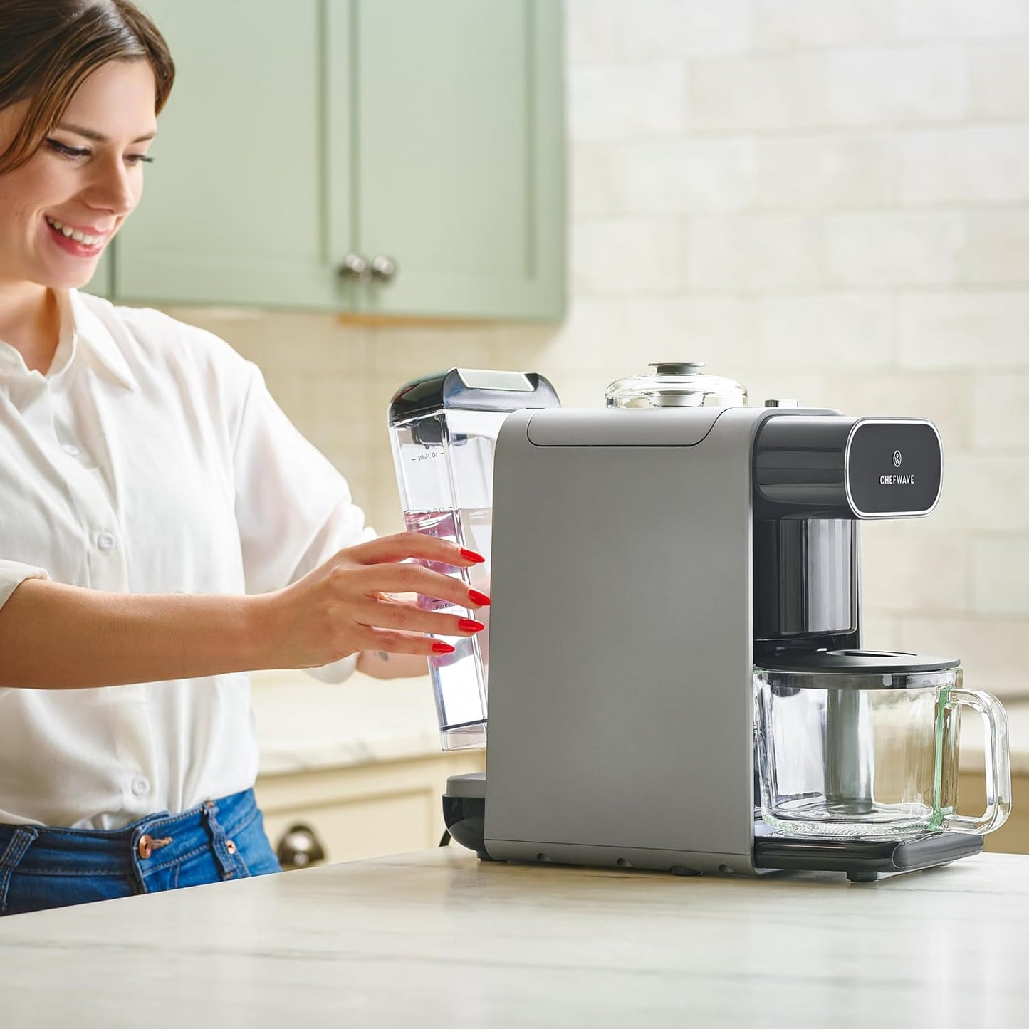 ChefWave Milkmade Non-Dairy Milk Maker – 6-in-1 Vegan Plant-Based Milk Machine with Auto Clean, Delay Start & Glass Pitcher – Almond, Oat, Soy, Cashew, Coconut, Macadamia Milk Maker & Nut Platter