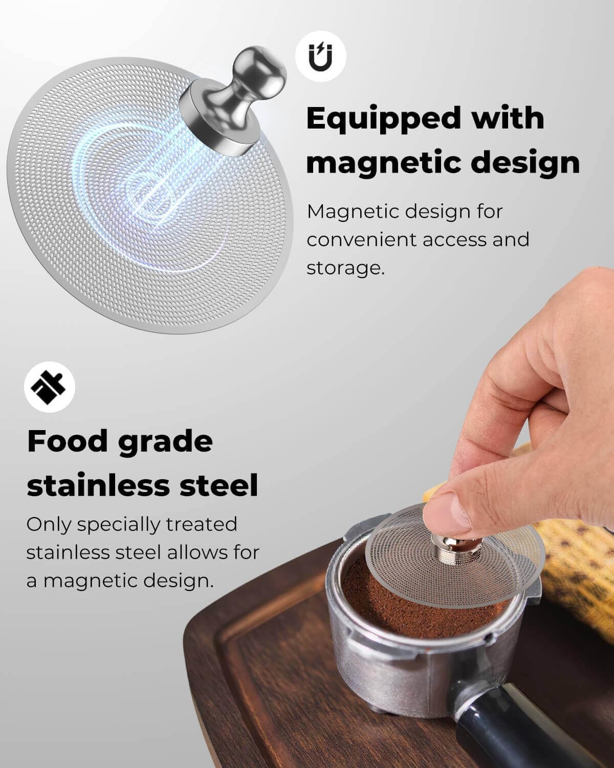 58mm Magnetic Dosing Funnel and Puck Screen Set - Espresso Coffee Dosing Ring - 19mm Anodized Aluminum with 8 magnetized Steel Compatible with 58mm Portafilter (Black)