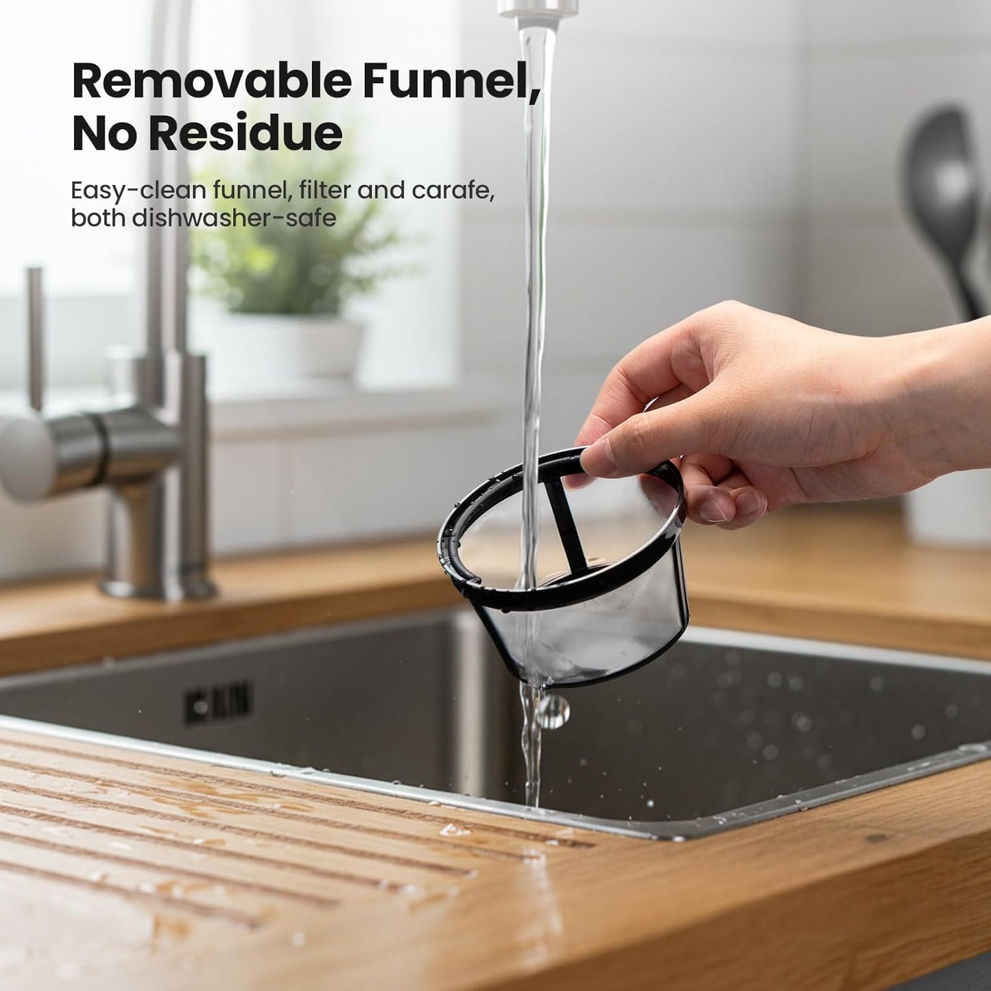 Kismile Compact Drip Coffee Maker, Anti-Drip System, 5 Cup Coffee Maker, Timer, Removable Funnel & Auto Shut-Off, Anti-Dry Protection, Perfect Small Coffee Machine for Home & Office (Black)