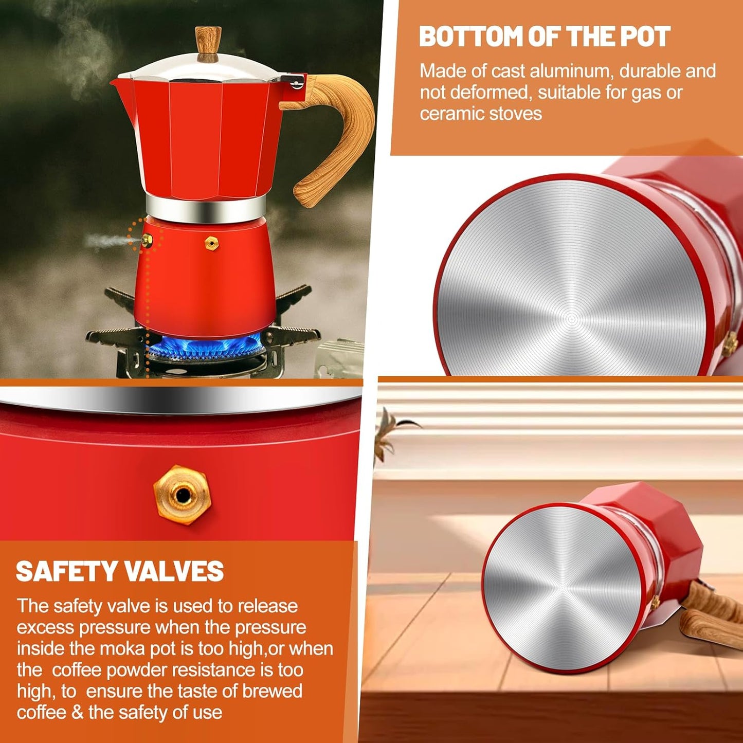 9 Cup Aluminum Espresso Stovetop Moka Pot Express Coffee Maker Percolator Italian Classic Mocha Coffee Machine for Italian and Cuban Cafe Brewing for Home & Camping 450ml 15oz