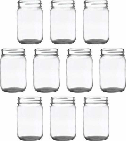 DISCOUNT PROMOS Decorating Mason Jars 12 oz. Set of 10, Bulk Pack - Glass Jars for Overnight Oats, Candies, Fruits, Pickles, Spices, Beverages - Black