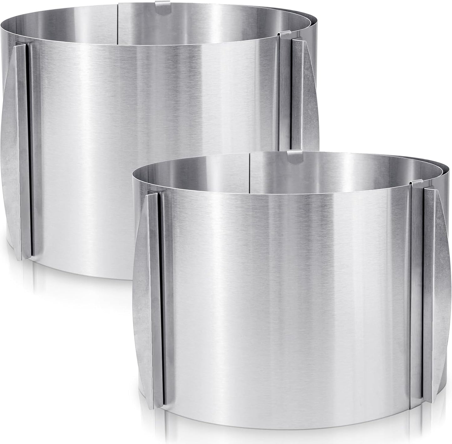 Hushee Cake Mold 15 cm High, 6 to 12'' Adjustable Ring Cake Baking Supplies Rings Round Stainless Steel Decorating Bakeware Tools with Scaling for Mousse Baking Dessert Making(2 Pcs,15 cm)