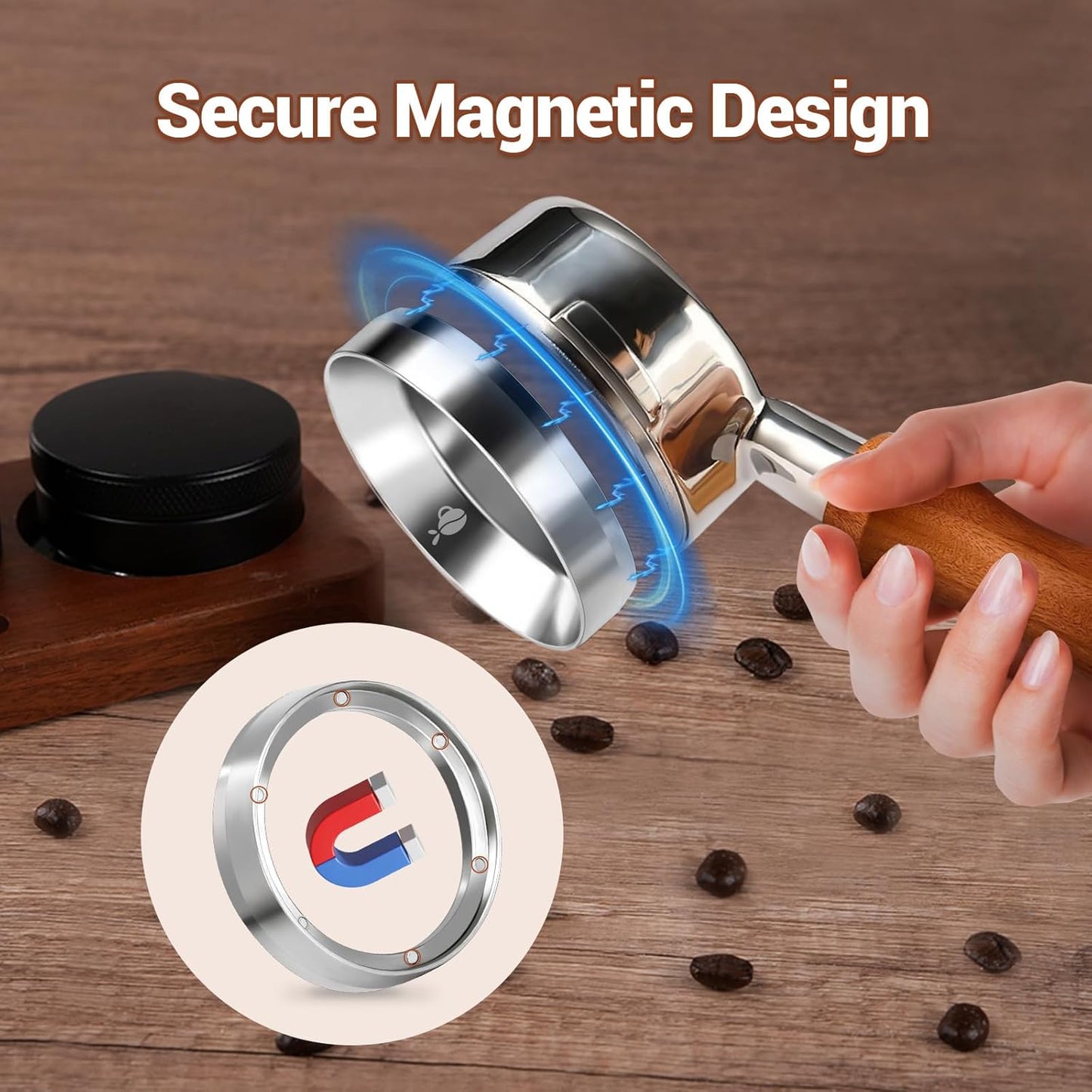 51mm Espresso Dosing Funnel, 304 Stainless Steel Coffee Dosing Ring, Portafilter Funnel with 6 Magnetic, Barista Tools Compatible with Breville 51mm Portafilter