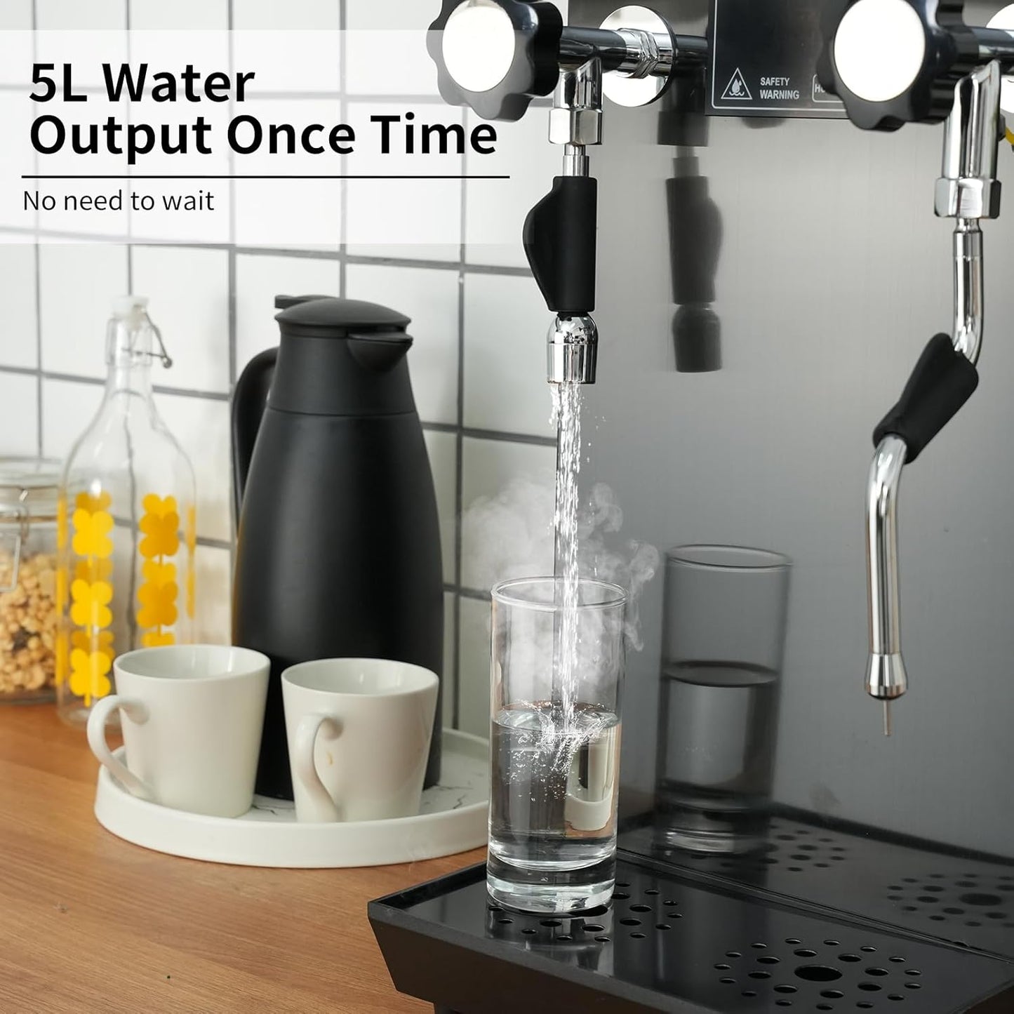 Commercial Milk Frother, 2500W 110V Automatic Steam Boiling Water Machine Electric Steam Milk Frothing Machine Espresso Coffee Milk Foam Machine Steamer with LED Display for Coffee Tea Shop