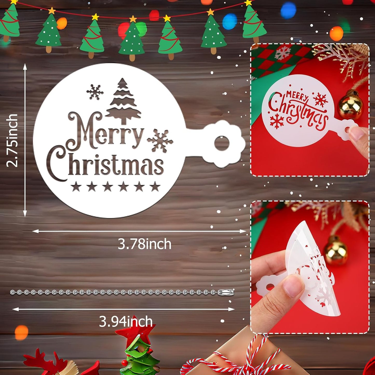 JULBEAR 36 Pieces Reusable Christmas Cake Stencils Templates Molds Tools for Christmas Holiday New Year Cookies Baking Painting Dessert Coffee Decoration