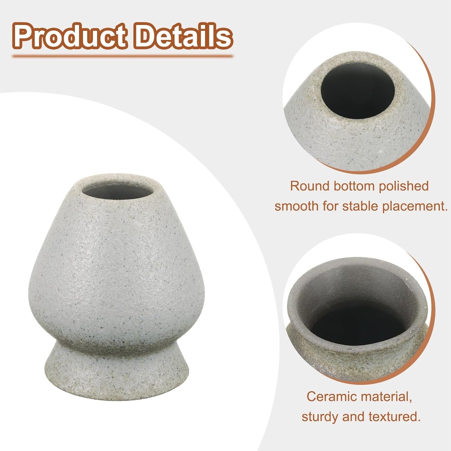 HARFINGTON Ceramic Chasen Stand 70mm Matcha Whisk Holder Teas Set Whisks Stand Traditional Matcha Tea Chasen Holder Tea Set Accessories for Tea Tasting, Earth Yellow