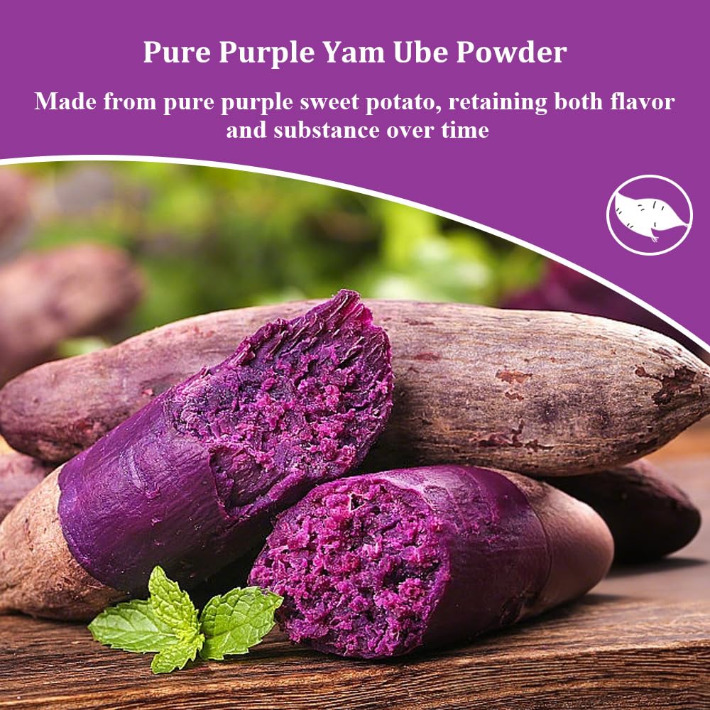 Fraunitsh Purple Sweet Potato Powder 7oz | Ube Powder | Natural Purple Yam Food Coloring for Baking Smoothies Dinks & Recipes | No Additives (7oz)