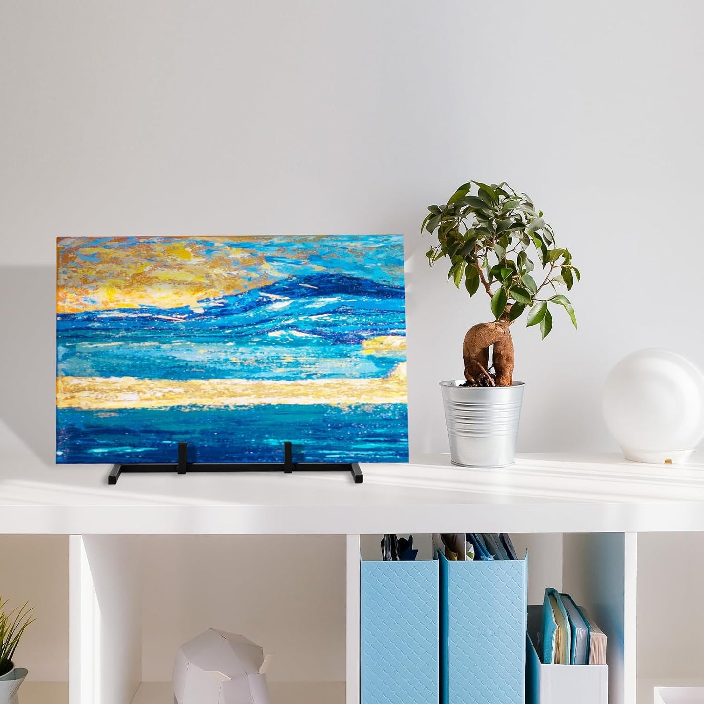 4 Pcs Metal Glass Display Stands Easel for Stained,ceramic Tiles, Plaques, for Picture, Collectibles Ceramic Tiles Photo Office Trade Show Office, or Home(Black,7.87 x 3.94 x 0.98 Inch)