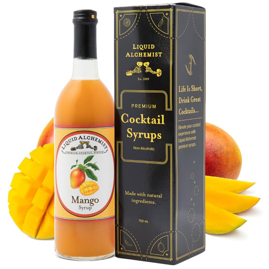 Liquid Alchemist Mango Syrup for Drinks - Real Ingredients Make our Mango Puree for Cocktails the Perfect Margarita Mix - Our Tropical Cocktail Syrup are Small Batch, Non-GMO & Vegan (25 oz)