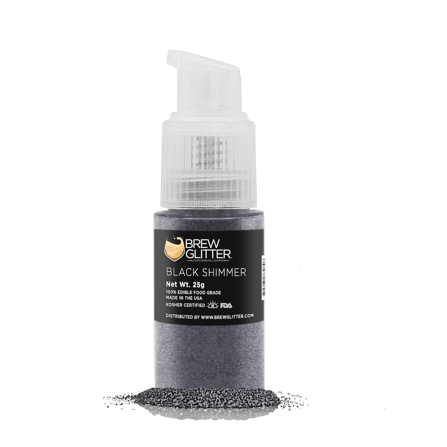 Brew Glitter - Black Shimmer (25g Spray Pump 1x Jar) | Edible Glitter for Drinks, Cocktails, Beer, Garnish & Beverages