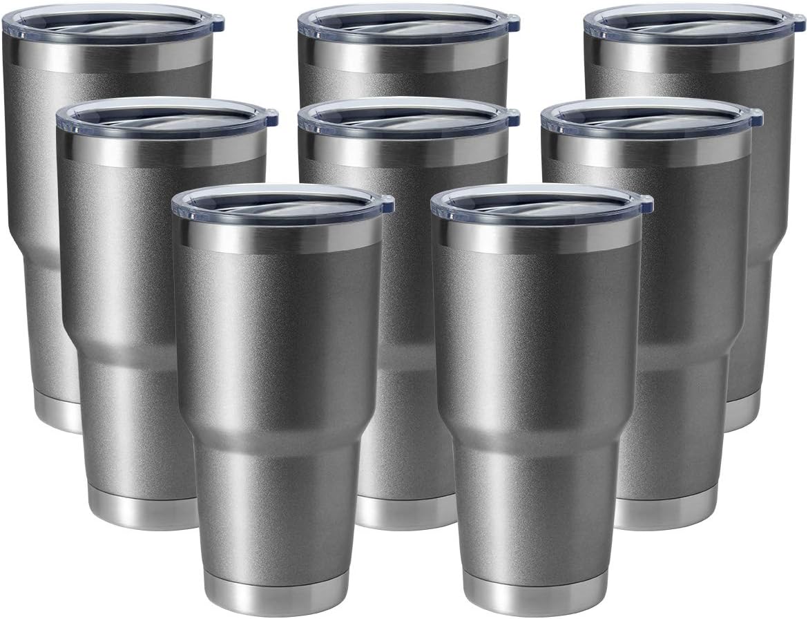 HASLE OUTFITTERS 30oz Stainless Steel Tumbler, Double Wall Vacuum Insulated Travel Mug Tumbler, Durable Insulated Coffee Mug, Gift Box Set (Grey, 8)