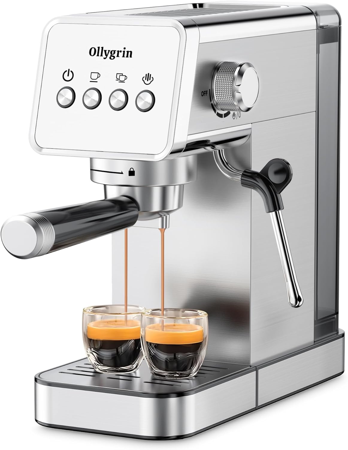 Espresso Machine,20 Bar Semi-Automatic Espresso Maker with Milk Frother,Compact Stainless Steel Coffee Machine with 40oz Removable Water Tank for Cappuccino,Latte, Americano,Sliver for Home