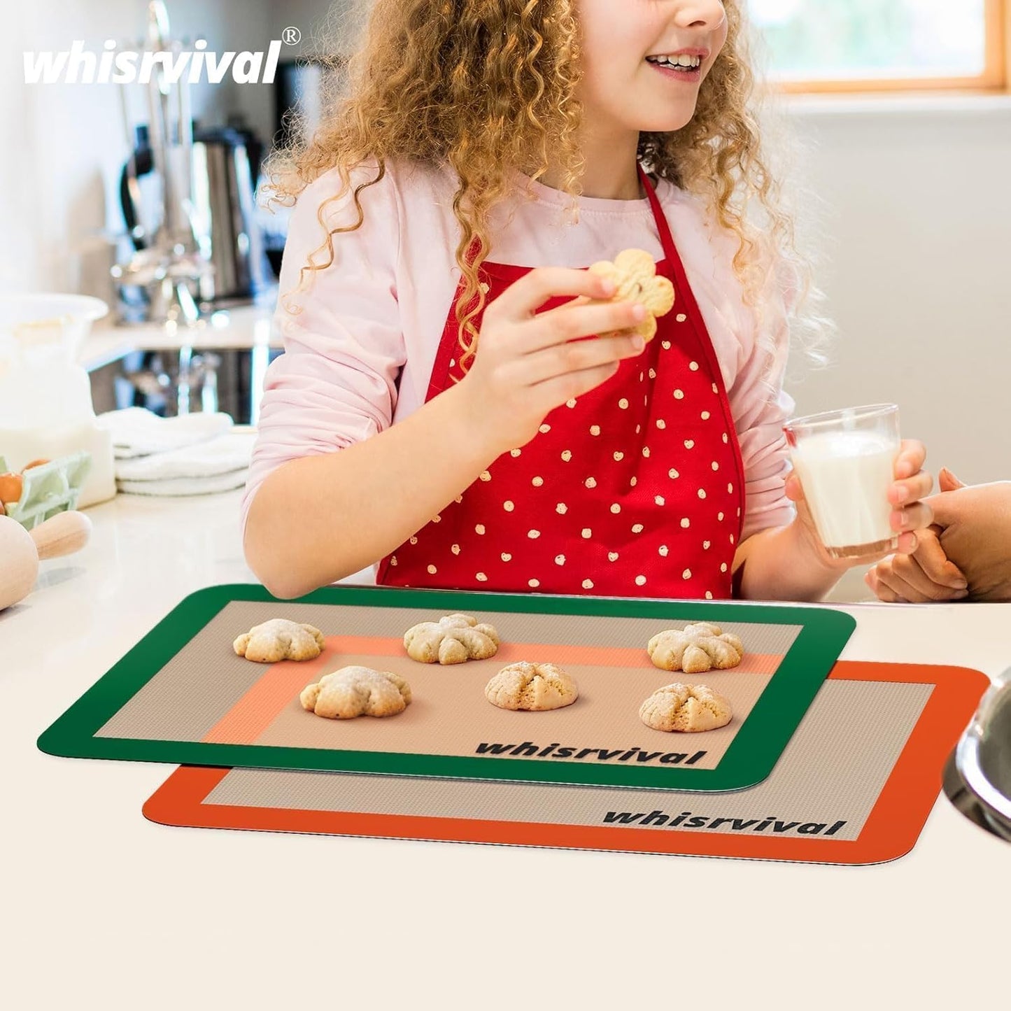 Silicone Baking Mat, Reusable Silicone Baking Sheets for Oven, 2Pcs Half Sheet(16.5"x11.6") Non-Stick Silicone Mats for Baking Cookies, Bread, Roasting Vegetables, Meat, Candy Making