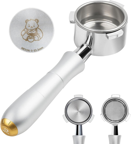MEION 54mm Bottomless Portafilter Compatible with Breville Barista Express Machines, Sage, Barista Pro, BES870XL, BES878, BES880, Espresso Portafilter with 18g Filter Basket & Puck Screen