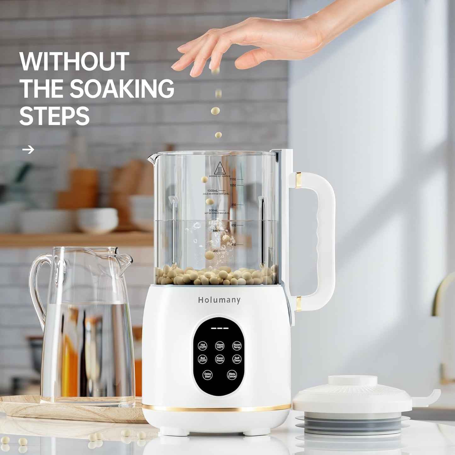 35oz Nut Milk Maker Machine - 8-in-1 Auto Programs for Almond, Oat, Soy Milk, with 18H Delay Start | 60s Self-Clean | Quiet Operation