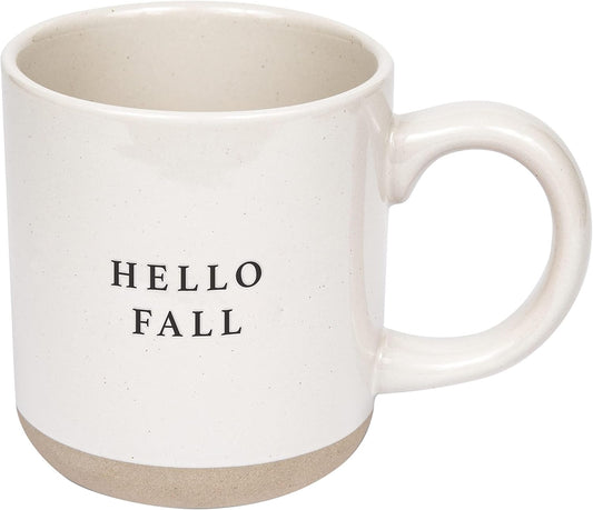 Sweet Water Decor Hello Fall Stoneware Coffee Mug | Novelty Coffee Mugs | Microwave & Dishwasher Safe | 14oz Fall Coffee Mug | Coffee Mugs for Fall and Autumn