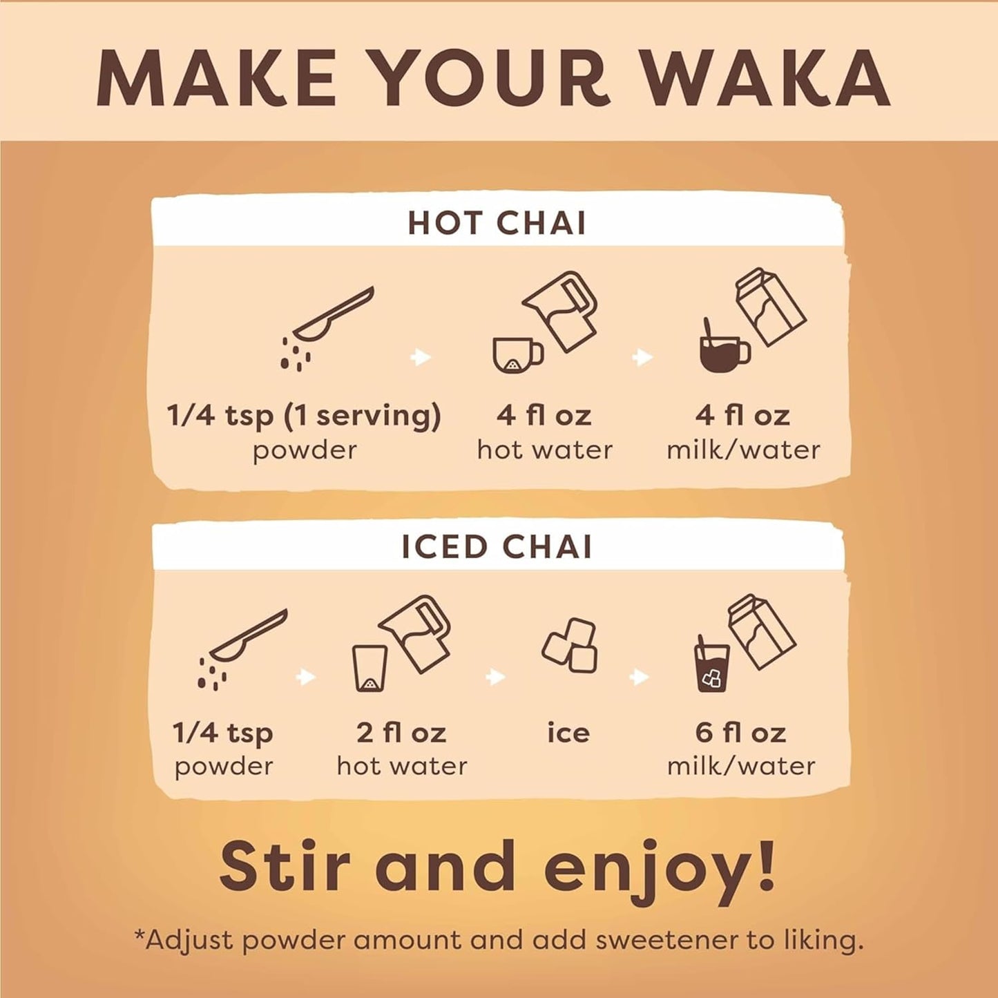 Waka Vanilla Chai Tea Mix - 100% Tea Leaves from India, Natural Spices, Unsweetened Tea Powder - No Sugar, No Additives, Up to 195 Cups (4.5oz Pouch, 195 Servings)