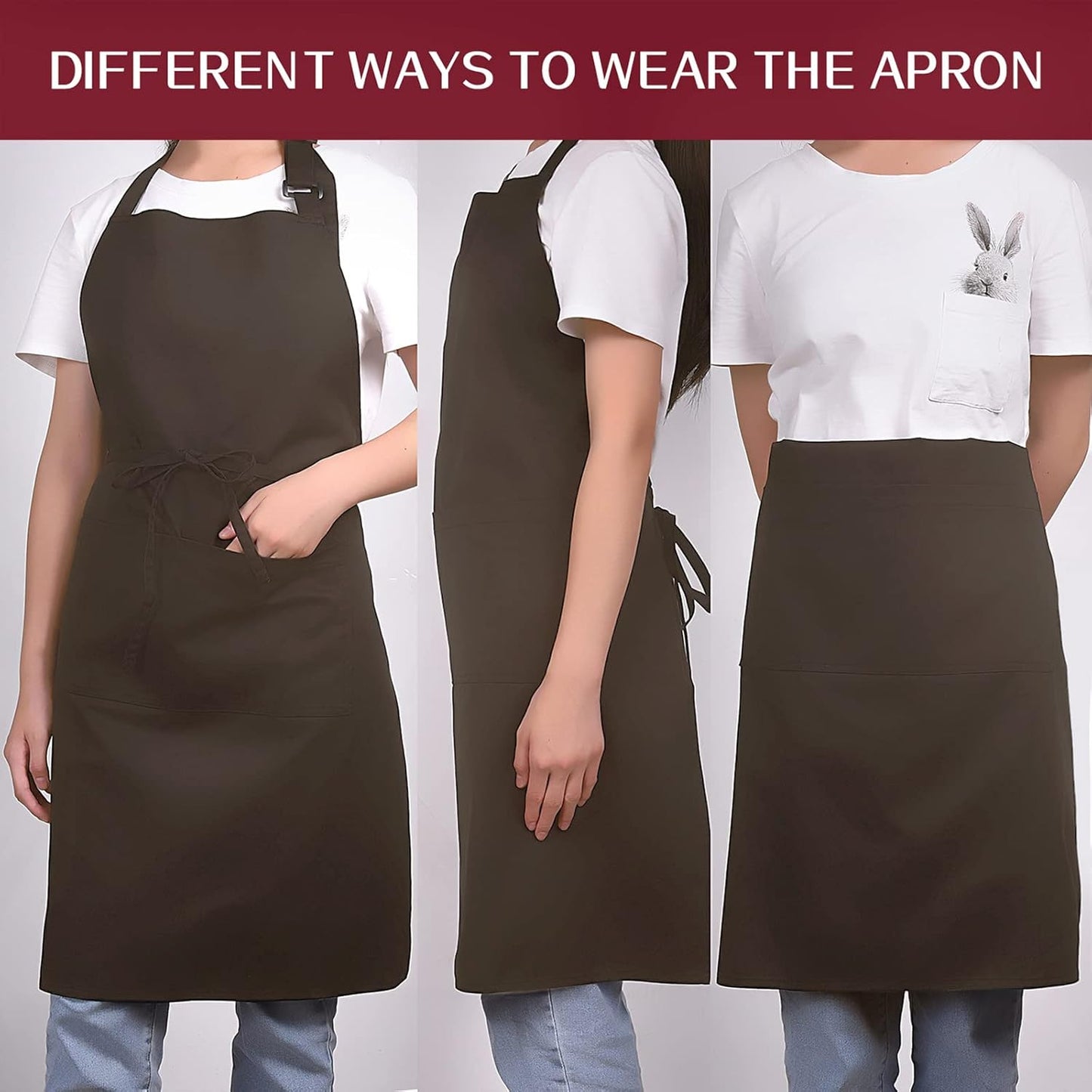 Cotton Blend Waterproof Apron With 2 Pockets for Women Men - Cooking Kitchen Chef Arpon BBQ Work Painting - (1 Pack)