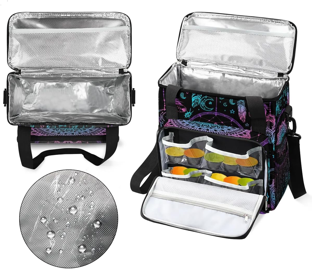 Dreamcatcher Feather Coffee Maker Carring Bag Travel Carrying Storage Tote Bag Compatible with Keurig K-Mini or K-Mini Plus Portable Single Serve Coffee Brewer Case with Pockets for K-cup Pods