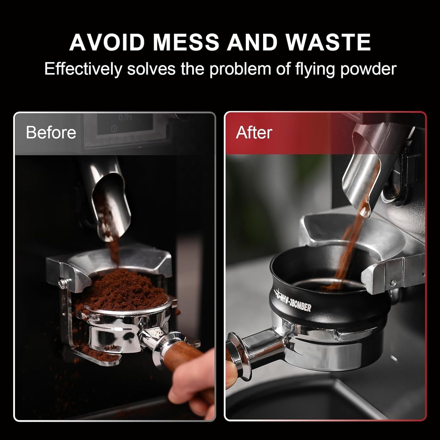 MHW-3BOMBER 54mm Espresso Dosing Funnel Magnetic Coffee Dosing Ring Portafilter Funnel Barista Tools Compatible with 54mm Espresso Portafilter DR5547B-OS