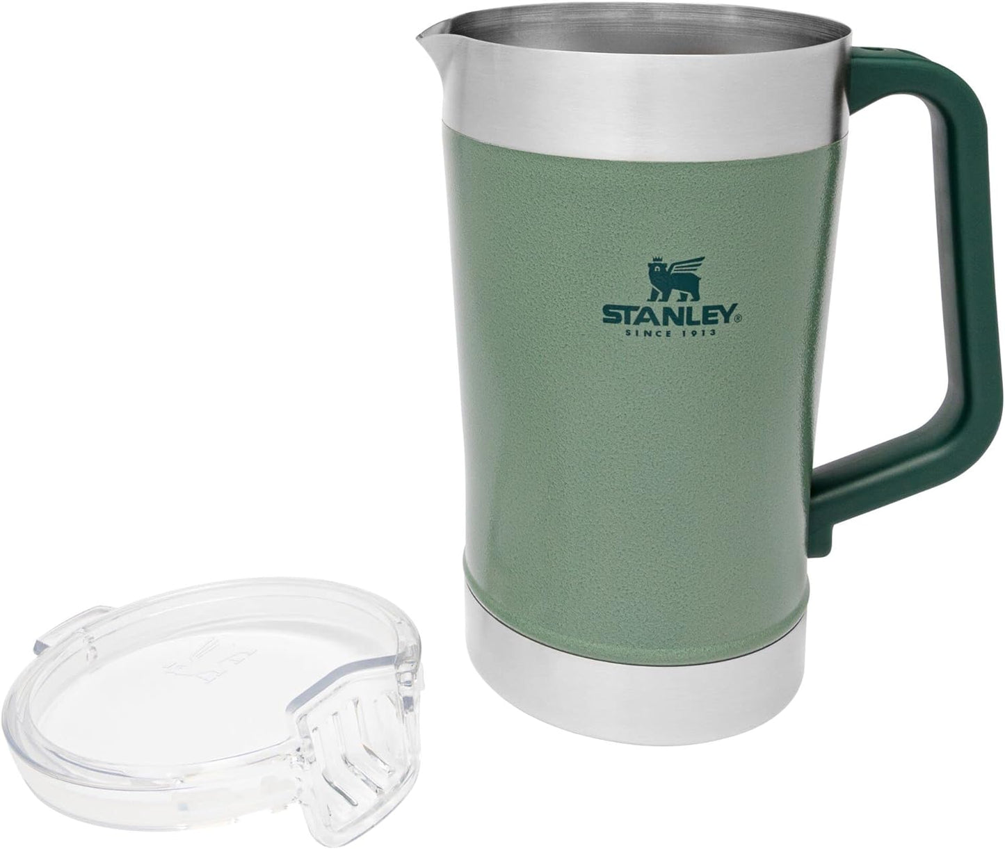 Stanley Stay-Chill Pitcher 64 oz | Cold Water, Beer, and Drink Pitcher with Lid | Large Capacity Durable Beverage Container with Handle | Insulated Stainless Steel | BPA-Free | Hammertone Green