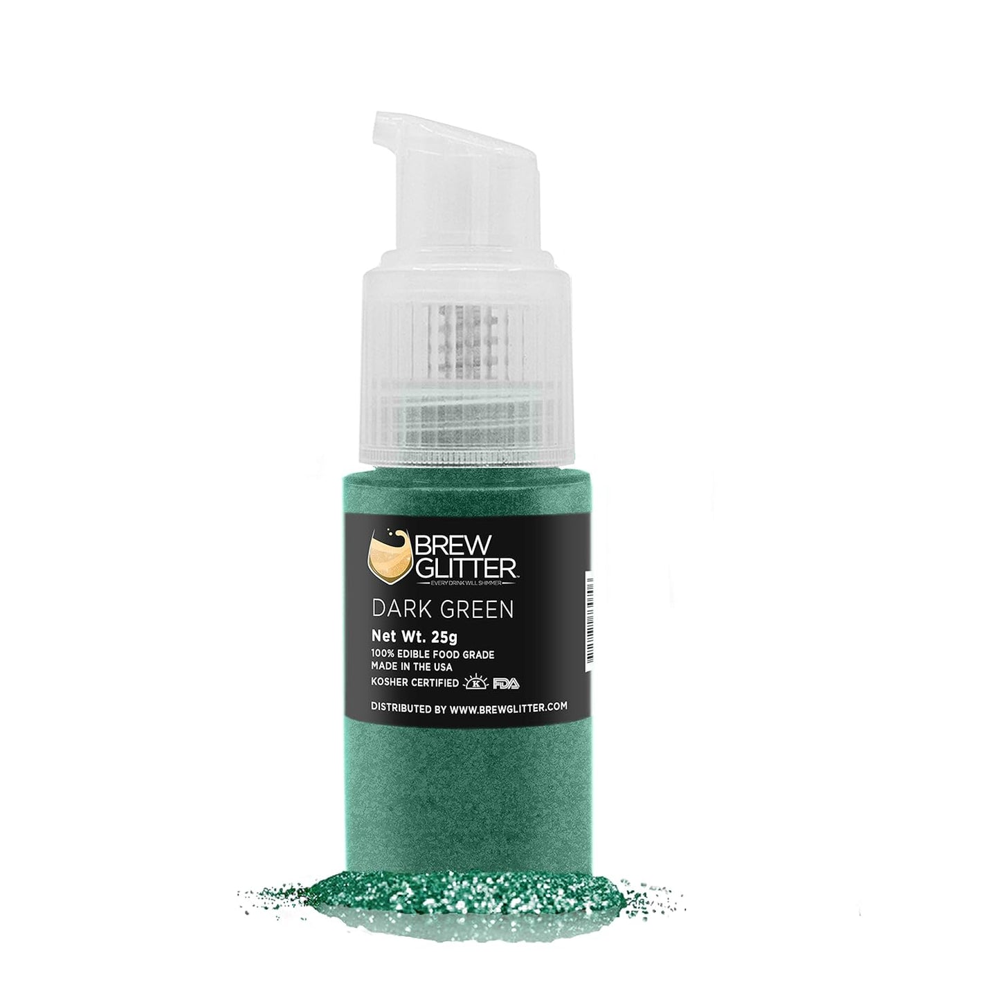 Brew Glitter - Dark Green (25g Spray Pump 1x Jar) | Edible Glitter for Drinks, Cocktails, Beer, Garnish & Beverages