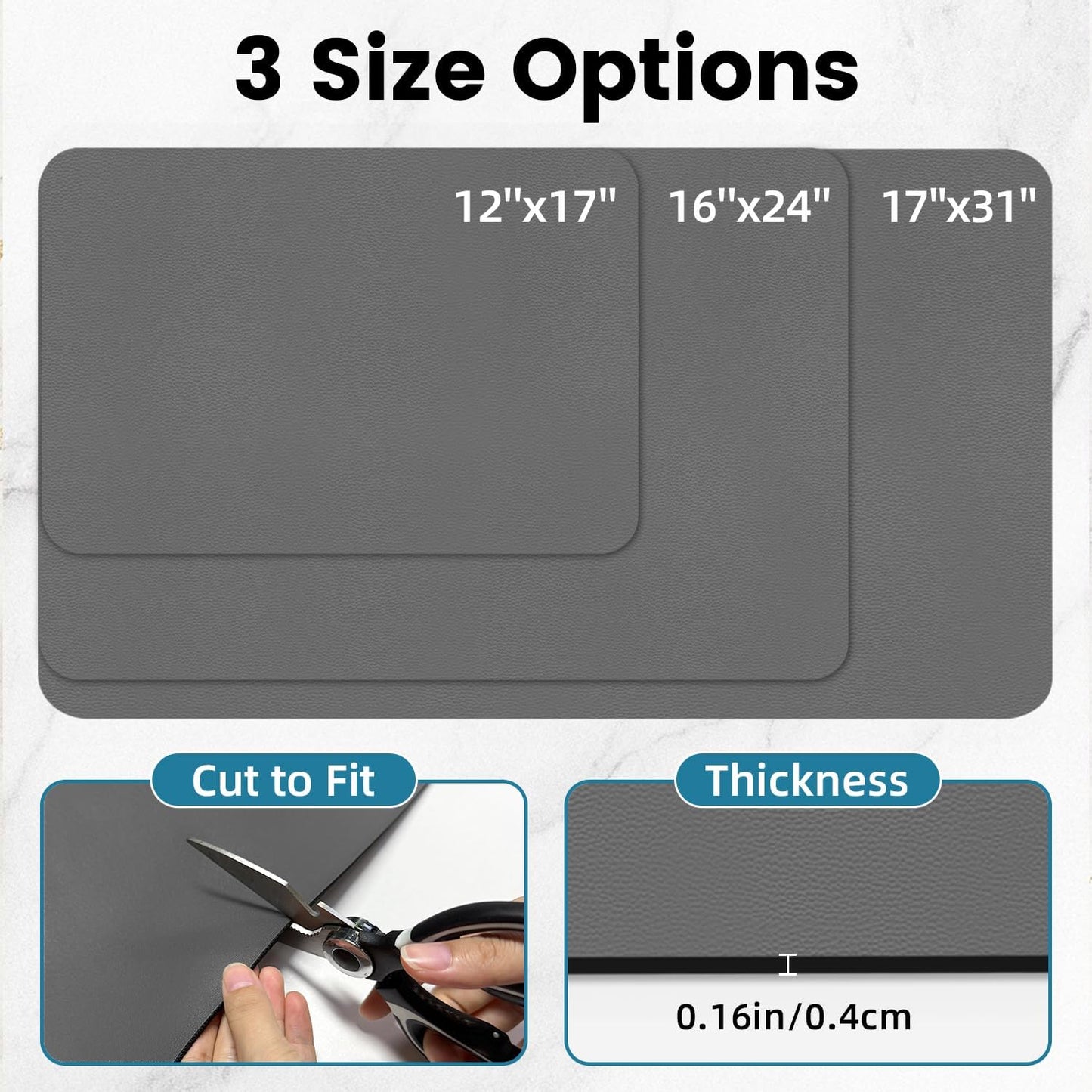 PoYang 17"x12" Coffee Mat Small, Coffee Bar Accessories for Countertop, Absorbent Dish Drying Mat, Anti-Slip and Hide Stain Pad for Espresso Machine, Espresso Maker and Kitchen Counter, Gray