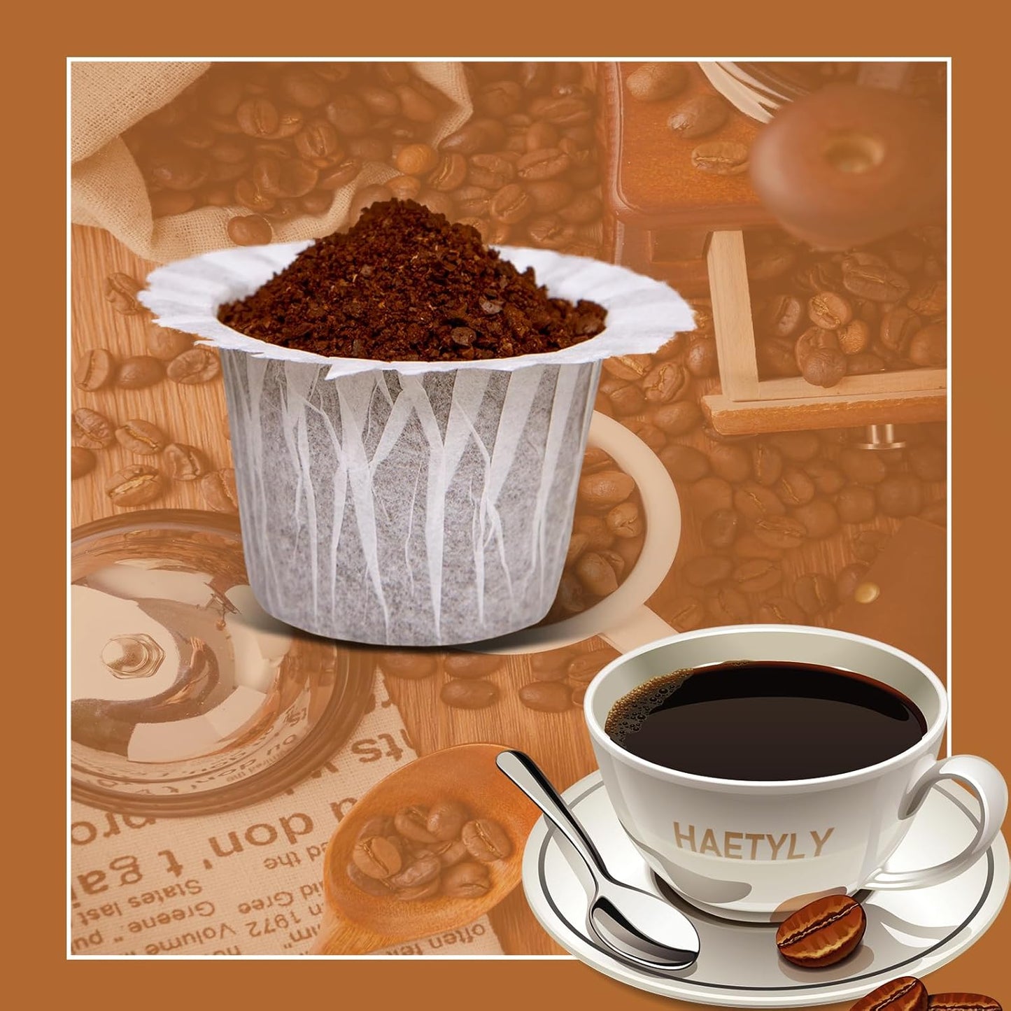 100 Count Disposable Coffee Paper Filters,Compatible with Keurig Brewers Single Serve 1.0 and 2.0, Fit all Reusable Coffee Pods.